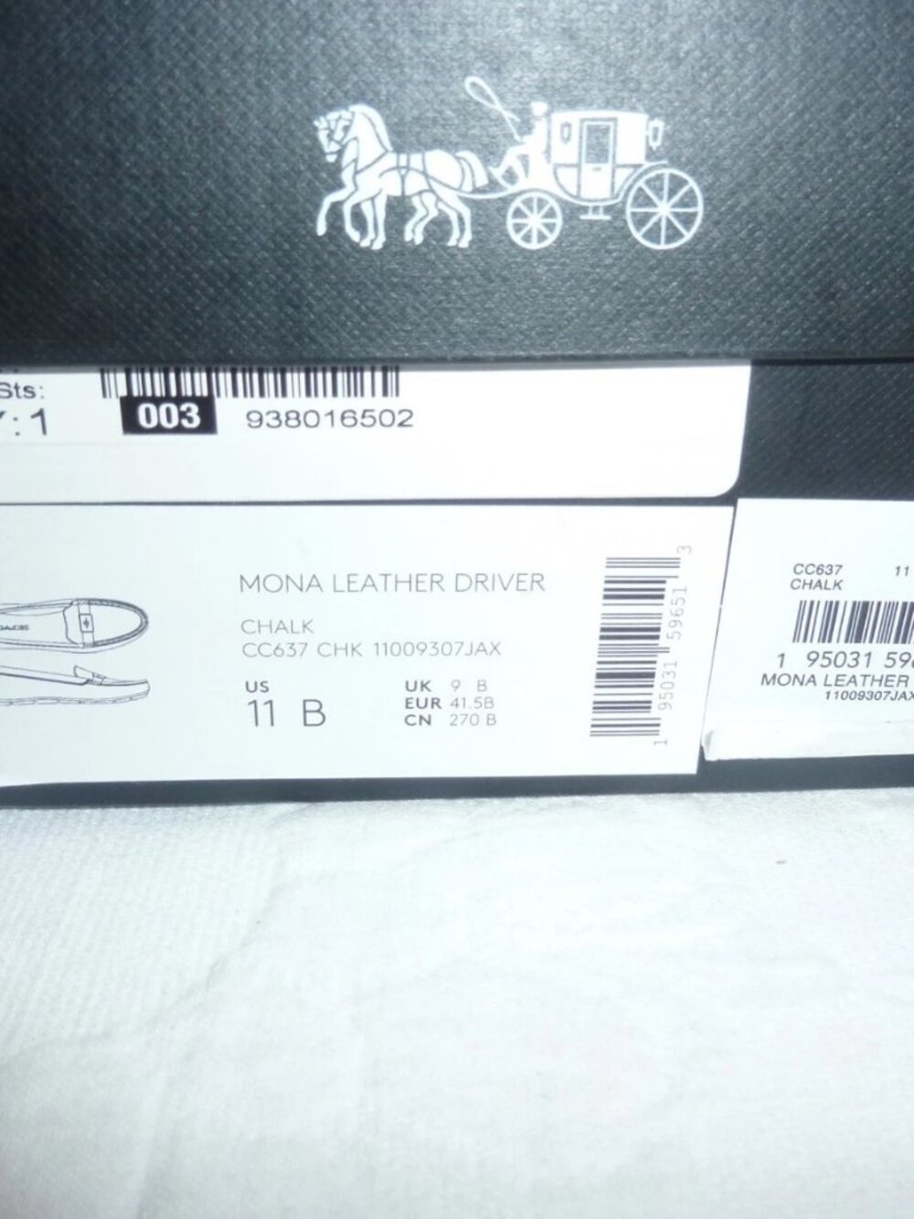 NWT Authentic Coach Mona Leather Driver Flat Loafers Size 11 Color Chalk - Picture 7 of 7